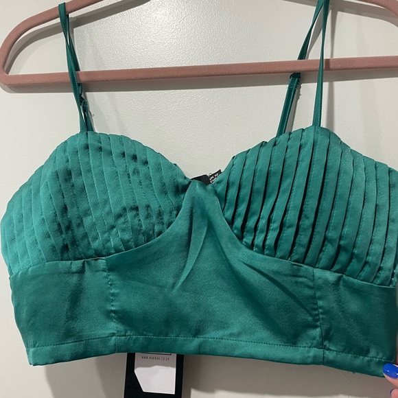 NAANAA Teal textured crop top | Size:6 | Color: teal/green - Picture 2 of 4